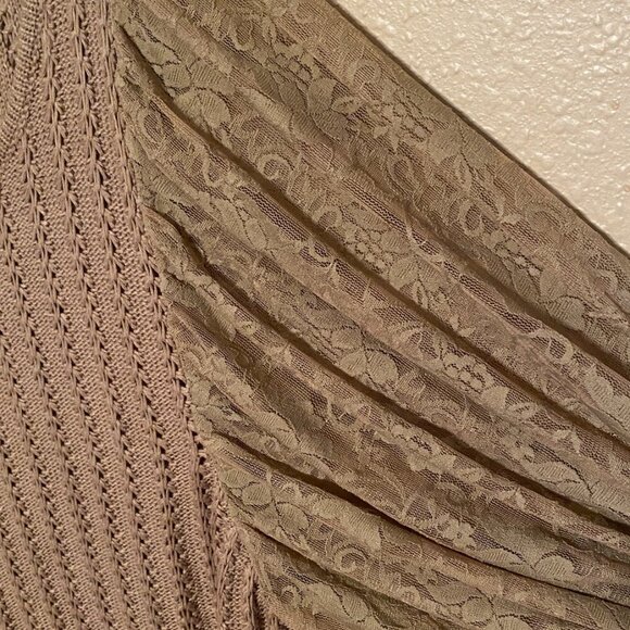 Denim 24/7 Women's Brown Lace Sleeves Knit Sweater Size M - Picture 5 of 7